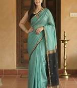 Woven blue designer banarasi cotton saree