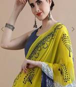 Yellow pure cotton  sarees