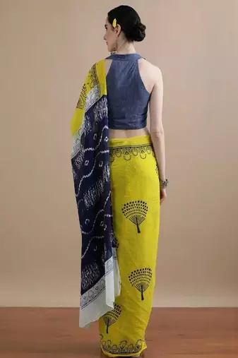 Yellow pure cotton  sarees