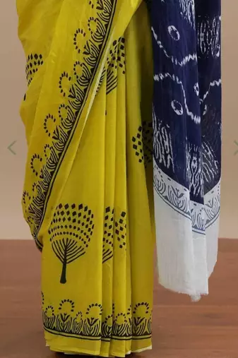 Yellow pure cotton  sarees