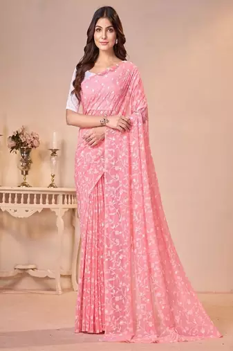 Floral printed brasso saree