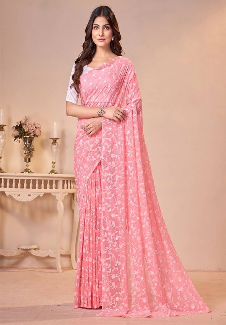 Floral printed brasso saree