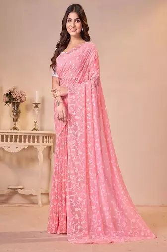 Floral printed brasso saree