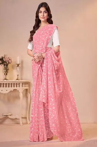 Floral printed brasso saree