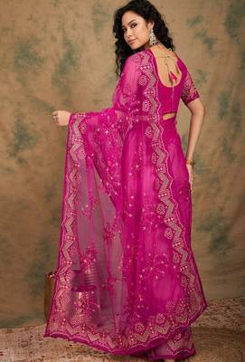 Ethnic motifs embroidered saree 3