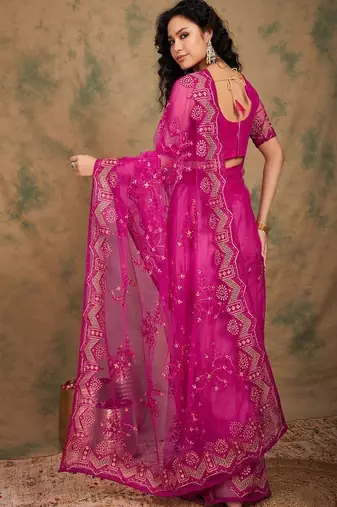 Ethnic motifs embroidered saree
