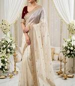 Satin heavy work saree