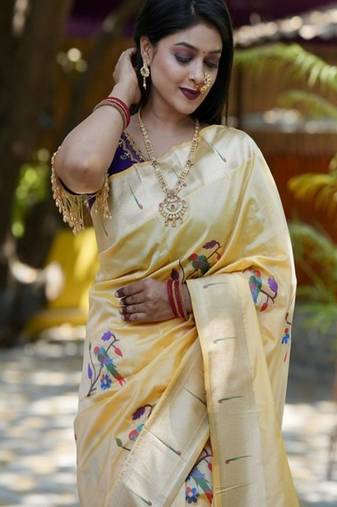 Woven design zari  paithani sarees