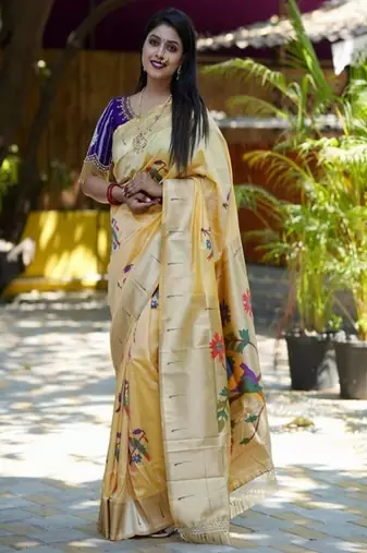 Woven design zari  paithani sarees