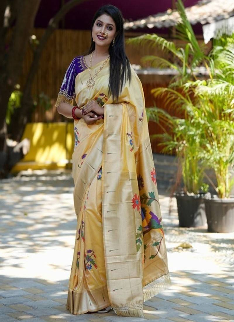 Woven design zari  paithani sarees