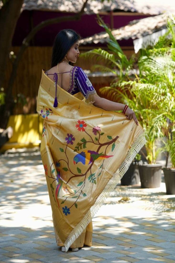 Woven design zari  paithani sarees