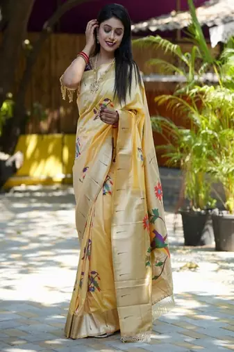 Woven design zari  paithani sarees