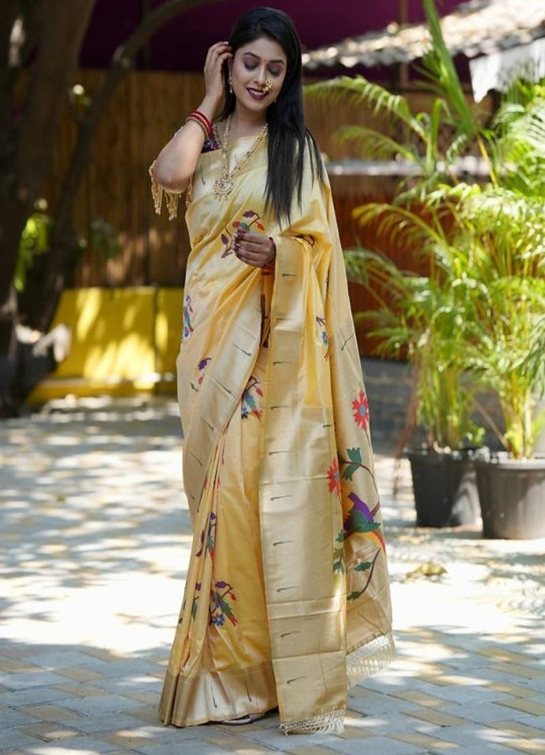 Woven design zari  paithani sarees