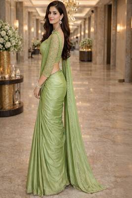 Embellished embroidered silk blend heavy work saree 2