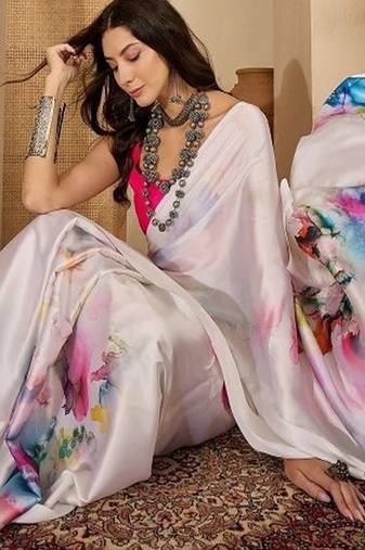 Satin designer saree