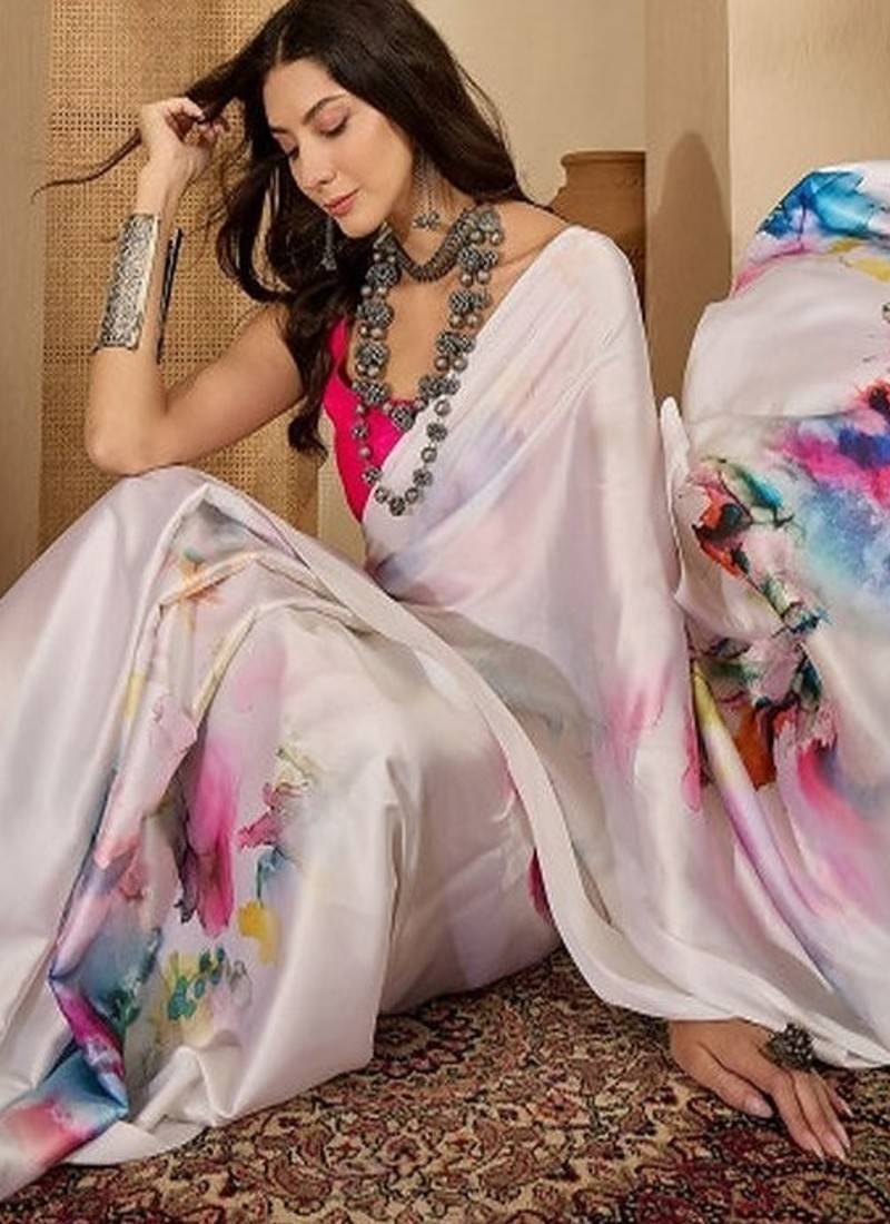 Satin designer saree
