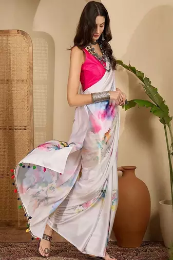 Satin designer saree