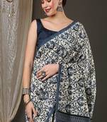 Ethnic motifs printed art silk bhagalpuri saree