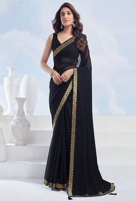 Woven design pure georgette saree 1