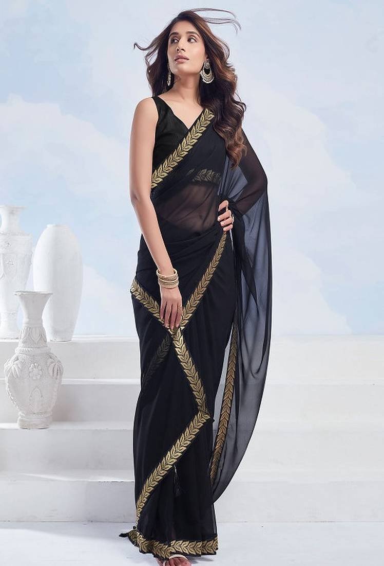 Woven design pure georgette saree
