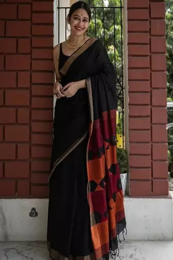 Zari linen blend handloom kota saree