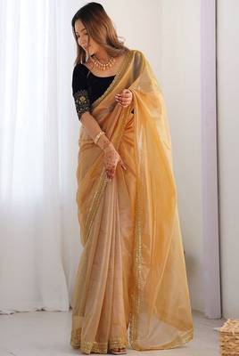 Sequinned net saree 1