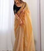 Sequinned net saree