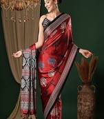 Ethnic motifs ajrak pure crepe saree