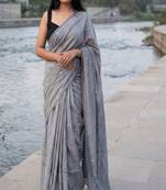 Woven design sequinned pure cotton khadi saree
