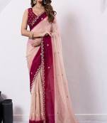 Embellished embroidered pure chiffon heavy work saree