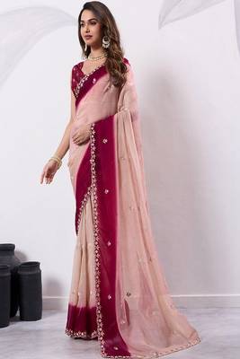 Embellished embroidered pure chiffon heavy work saree 2