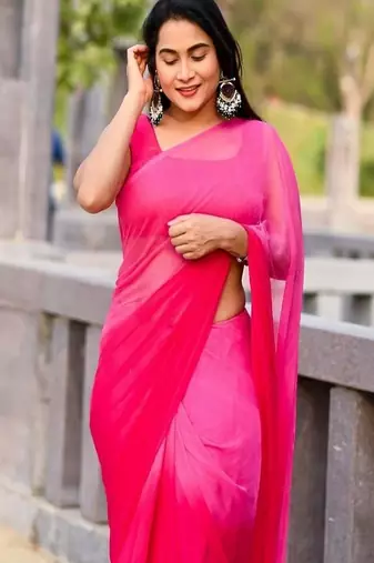 Ombre poly georgette saree