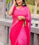 Ombre poly georgette saree