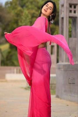 Ombre poly georgette saree 3