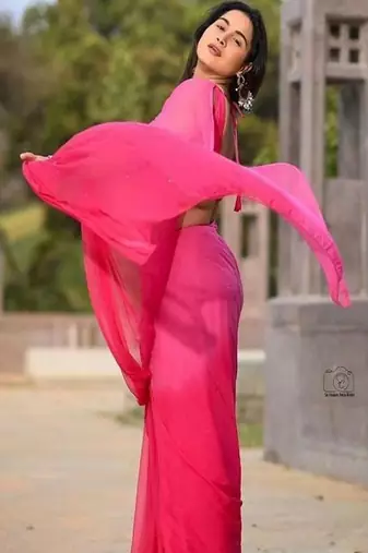 Ombre poly georgette saree