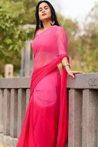 Ombre poly georgette saree