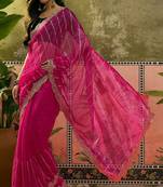 Embroidered saree with unstitched blouse