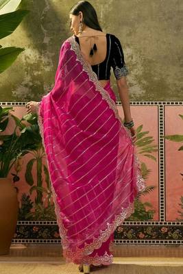 Embroidered saree with unstitched blouse 4