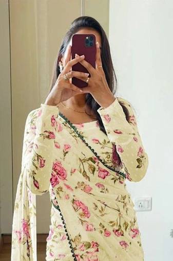 Floral printed pure georgette ready to wear saree
