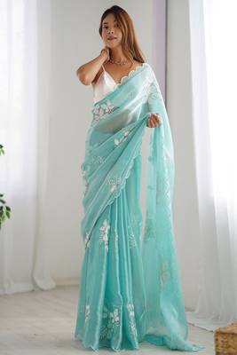 Ethnic motifs sequinned  saree 1