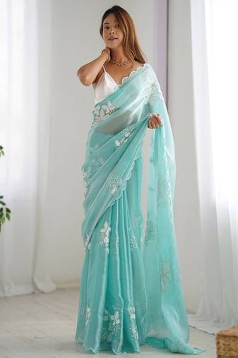 Ethnic motifs sequinned  saree