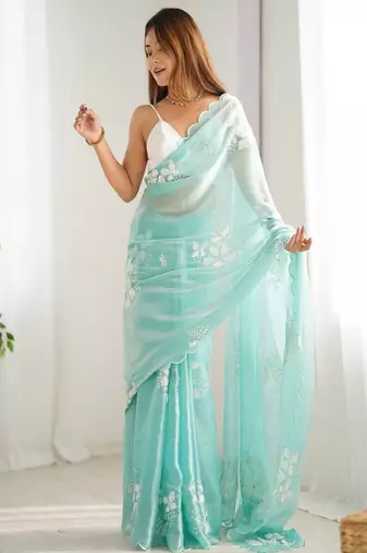 Ethnic motifs sequinned  saree