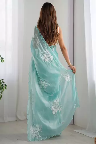 Ethnic motifs sequinned  saree