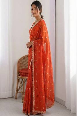 Embellished embroidered tissue heavy work saree 3