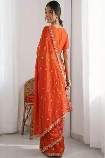 Embellished embroidered tissue heavy work saree