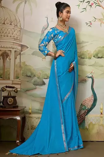 Party wear saree with matching blouse