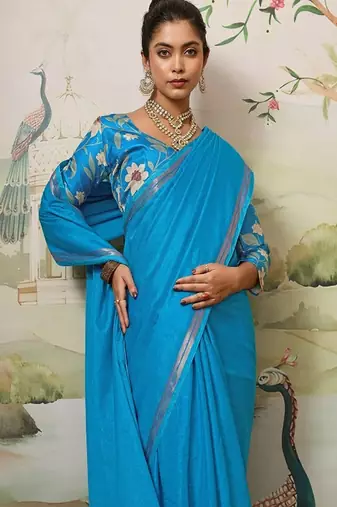 Party wear saree with matching blouse