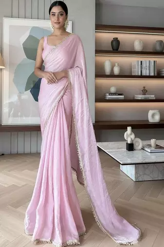 Embroidered organza saree