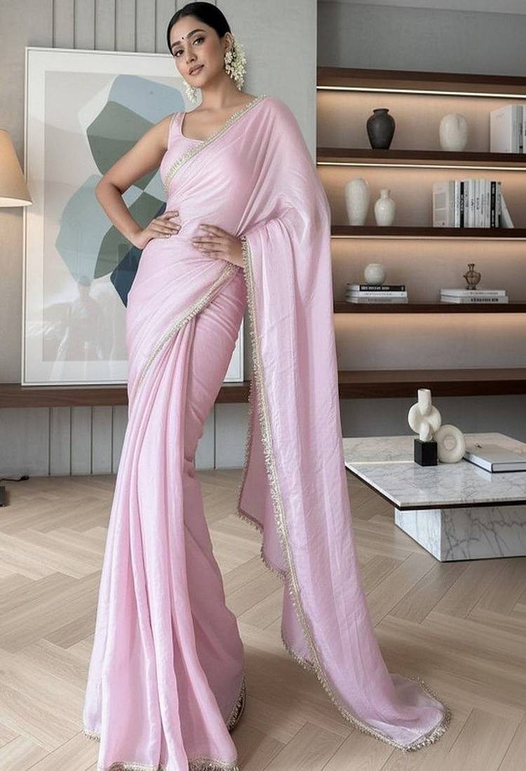 Embroidered organza saree