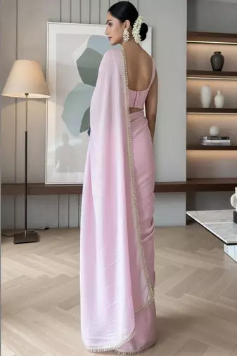 Embroidered organza saree